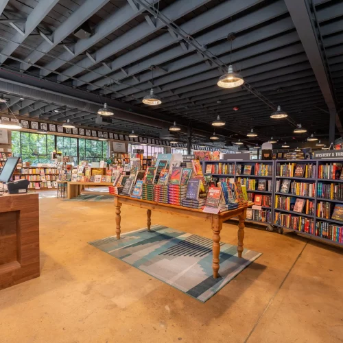 Books displayed in a store located in Winston-Salem North Carolina for a nonprofit organization.