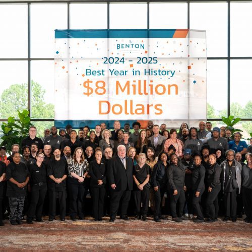 Corporate event group photo for the Benson Center during a large celebration covered by MJS Live Productions.